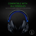 Razer Kraken Gaming Headset Lightweight Aluminum Frame – Retractable Noise Isolating Microphone – for PC, PS4, PS5, Switch, Xbox One, Xbox Series X & S, Mobile – 3.5 mm Headphone Jack – Black/Blue