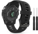 MoKo Band Compatible with Garmin Fenix 3/Fenix 5X, Soft Silicone Replacement Watch Band fit Garmin Fenix 3/Fenix 3 HR/Fenix 5X/5X Plus/D2 Delta PX/Descent Mk1 Smart Watch – Black