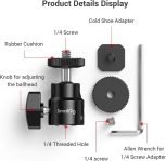 SmallRig 1/4″ Camera Hot Shoe Mount, Ballhead Tripod with Additional 1/4″ Screw, 2pcs Pack – 2059