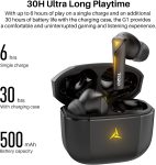 TOZO G1 Wireless Earbuds Bluetooth 5.3 Headphones with 45ms Ultra Low-Latency and Cool Breathing Light, Ergonomic Design, Gaming/Deep Bass Music Mode Headset Built-in Micro, Stereo Sound,Dark Black