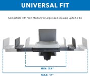 Mount-It! Speaker Wall Mounts, Pair of Universal Side Clamping Bookshelf Speaker Mounting Brackets, Large or Small Speakers, 2 Mounts, 55 Lbs Capacity, Black (MI-SB37)