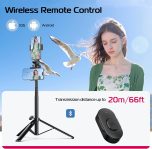 ULANZI MT-70 Extendable Phone Tripod, 63″ Selfie Stick Phone Vlog Tripod Stand with 2 Phone Clip, 360° Rotate Dual Camera Tripod for iPhone Sony Canon GoPro, Lightweight for Travel