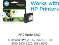 HP 951XL Yellow High-yield Ink Cartridge | Works with HP OfficeJet 8600, HP OfficeJet Pro 251dw, 276dw, 8100, 8610, 8620, 8630 Series | Eligible for Instant Ink | CN048AN