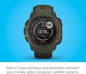 Garmin Instinct, Rugged Outdoor Smartwatch with Solar Charging Capabilities and Tactical Features, Built-in Sports Apps and Health Monitoring, Moss Green
