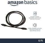 Amazon Basics Toslink Digital Optical Audio Cable, Multi-Channel, for Audio System, Sound Bar, Home Theatre, Gold-Plated Connectors, 6 Foot, Black