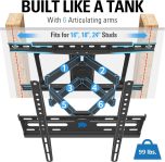 Mounting Dream TV Mount Full Motion TV Wall Mount for Most 32-65 Inch Flat Screen TV, Wall Mount TV Bracket with Dual Arms, Max VESA 400x400mm and 99 LBS, Fits 16″, 18″, 24″ Studs MD2380-24K TV Mounts