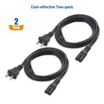 Cable Matters 2 Pack 2 Prong TV Power Cord 10 ft, AC Power Cord Compatible with Samsung LG Sony Insignia TCL Sharp Toshiba Hisense TV PS4 PS5, Non Polarized (NEMA 1-15P to IEC C7) – 10 Feet