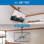 Mount-It! TV Ceiling Mount Bracket, Adjustable Height Full Motion 360 Deg Rotation Tilting Swiveling for Flat Panel LCD LED OLED Plasma TVs, Fits up to 75 Inch 110 Pound Capacity, Black (MI-509B)
