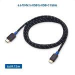 Cable Matters Braided USB C to Micro USB Cable 6.6 ft (Micro USB to USB-C Cable, USB Type C to Micro USB Cable) Black