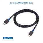 Cable Matters Braided USB C to Micro USB Cable 3.3 ft (Micro USB to USB-C Cable, USB Type C to Micro USB Cable), Black