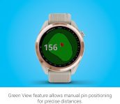 Garmin Approach S42, GPS Golf Smartwatch, Lightweight with 1.2″ Touchscreen, 42k+ Preloaded Courses, Rose Gold Ceramic Bezel and Tan Silicone Band, 010-02572-12