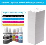 Osinkjet 502 Ink Refill Bottles for Ecotank ET-3760 ET-2850 ET-4760 ET-4850 ET-3850, 502 Ink Bottles for Eco Tank ET-15000 ET-4750 ET-2720 ET-2760 Printer T502 Ink Refill Bottles Combo Pack(2BK C M Y)