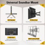 Mounting Dream Soundbar Mount Bracket for Mounting Above or Under TV Fits Most of Sound Bars Up to 15 Lbs, with Detachable Long Extension Plates MD5420