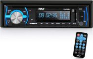 Pyle Marine Bluetooth Stereo Radio – 12v Single DIN Style Boat In dash Radio Receiver System with Built-in Mic, Digital LCD, RCA, MP3, USB, SD, AM FM Radio – Remote Control – PLMRB29B (Black)