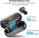 TOZO T12 Wireless Earbuds Bluetooth 5.3 Headphones Premium Sound Performance Touch Control LED Digital Display Wireless Charging Case Earphones Dark Black