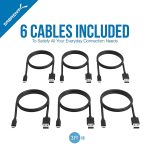 SABRENT [6-Pack 22AWG Premium 3ft Micro USB Cables High Speed USB 2.0 A Male to Micro B Sync and Charge Cables [Black] (CB-UM63)