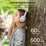 TOZO HT2 Hybrid Active Noise Cancelling Headphones, Wireless Over Ear Bluetooth Headphones, 60H Playtime, Hi-Res Audio Custom EQ via App Deep Bass Comfort Fit Ear Cups, for Home Office Travel Purple
