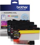 Brother Genuine LC30333PKS 3-Pack, Super High-yield Color INKvestment Tank Ink Cartridges; Includes 1 Cartridge each of Cyan, Magenta & Yellow, Page Yield Up to 1,500 Pages/Cartridge, LC3033