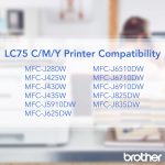 Brother LC753PKS XL High Yield 3 Pack – 1 Each LC75C, LC75M, LC75Y Ink