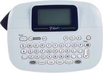 Brother P-Touch, PTM95, Handy Label Maker, 9 Type Styles, 8 Deco Mode Patterns, Navy Blue, Blue Gray