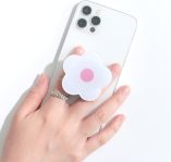 DALSTONE Cute 2D Daisy Flower Shape Collapsible Expandable Multi Functional Mobile Phone Grip Stand Holder for Smartphone Tablet Cell Phone Accessory (White Pink)