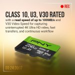 PNY 256GB Elite-X microSDXC UHS-I Memory Card – 100MB/s, U3, V30, A1, 4K, Full HD, micro SD
