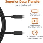 Amazon Basics USB-C to USB-C 4 Fast Charger Cable, 40 Gbps, 8K Video, 240W, USB-IF Cert, Thunderbolt 4/3 Compatible, for Apple iPhone 15, iPad, Samsung Galaxy, Tablets, Laptops, 3.3 Foot, Black