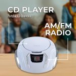Proscan Elite Portable CD Boombox with AM/FM Radio – White
