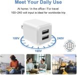 USB A Wall Charger, Charger Adapter, 3-Pack 2.4A Dual Port Quick Charger Plug Cube for Phone 13 12 11 Pro Max SE XS XR X 8 7 6 6S Plus, LG, Android Power Block Fast Charging Box Brick