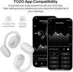 TOZO OpenEgo True Wireless Open Ear Headphone,5.3 Bluetooth Sport Earbuds with Earhooks for Long Time Playback with Digital Display, Dual Mic Clear Call Sweat-Proof for Running Workout White