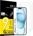 NEW’C [3 Pack Designed for iPhone 15/15 Pro (6.1 Inch) Screen Protector Tempered Glass,Case Friendly Ultra Resistant