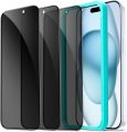 ESR 3 Pack for iPhone 15 Privacy Screen Protector, Anti-spy Tempered-Glass Privacy Screen Protector, Micro-curved Edges, Case Friendly
