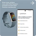 Fitbit Charge 5 Advanced Health & Fitness Tracker with Built-in GPS, Stress Management Tools, Sleep Tracking, 24/7 Heart Rate & More, Mineral Blue, One Size S & L Bands Included, Steel Blue/Platinum