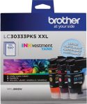 Brother Genuine LC30333PKS 3-Pack, Super High-yield Color INKvestment Tank Ink Cartridges; Includes 1 Cartridge each of Cyan, Magenta & Yellow, Page Yield Up to 1,500 Pages/Cartridge, LC3033