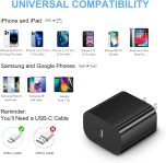 [2 Pack] iPhone 15 14 13 12 11 Charger Block, USB C Wall Charger 20W PD Power Adapter for iPhone 15/15Pro/15Pro Max/15Plus/14/13/12/11/X, Pad-Black