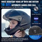 FEYA Motorcycle Helmet Speakers High Battery Life Helmet Headphone IPX6 Automatic Answer/Call Music Control/Intelligent Noise/Wake up Siri, 2 Different Types of Mic【Compatible with All Helmets】