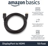 Amazon Basics DisplayPort to HDMI Display Cable, Uni-Directional, 4k@30Hz, 1920×1200, 1080p, Gold-Plated Plugs, 10 Foot, Black