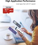 Lexar E-Series 64GB Micro SD Card, microSDXC UHS-I Flash Memory Card with Adapter, 100MB/s, C10, U3, A1, V30, Full HD, 4K UHD, High Speed TF Card