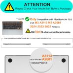 MOSISO Compatible with MacBook Air 13.6 inch Case 2022 2023 2024 Release M3 A3113 M2 A2681 with Liquid Retina Display & Touch ID, Protective Plastic Hard Shell Case Cover, Crystal Clear