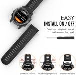 MoKo Band Compatible with Garmin Fenix 3/Fenix 5X, Soft Silicone Replacement Watch Band fit Garmin Fenix 3/Fenix 3 HR/Fenix 5X/5X Plus/D2 Delta PX/Descent Mk1 Smart Watch – Black