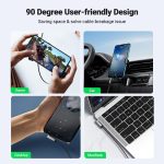 UGREEN 3.5mm Audio Cable Stereo Aux Cord 90 Degree Right Angle, Compatible with Beats iPhone iPod iPad Tablets Speakers 24K Gold Plated Male to Male Black 1.5FT
