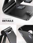 Lamicall Adjustable Cell Phone Stand, Desk Phone Holder, Cradle, Dock, Compatible with iPhone 15, 14, Plus, Pro, Pro Max, 13 12 X XS,4-8″ Phones, Office Accessories, All Android Smartphone, Black
