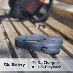 Sony WH-CH520L Wireless Bluetooth Headphones – Up to 50 Hours Battery Life with Quick Charge Function, On-Ear Model – Matte Blue