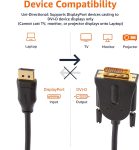 Amazon Basics DisplayPort to DVI Display Cable, 1920x1080p, 1080@60Hz, Vinyl Cable, Gold-Plated Plugs, 6 Foot, Black