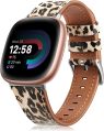 Fintie Bands Compatible with Fitbit Versa 4 / Fitbit Versa 3 / Sense 2 / Fitbit Sense, Genuine Leather Band Replacement Accessories Strap Wristband