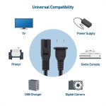 Cable Matters 2 Pack 2 Prong TV Power Cord 10 ft, AC Power Cord Compatible with Samsung LG Sony Insignia TCL Sharp Toshiba Hisense TV PS4 PS5, Non Polarized (NEMA 1-15P to IEC C7) – 10 Feet