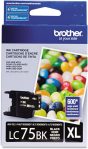 Brother Genuine High Yield Black Ink Cartridge, LC75BK, Replacement Black Ink, Page Yield Up to 600 Pages, LC75