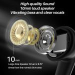 TOZO G1 Wireless Earbuds Bluetooth 5.3 Headphones with 45ms Ultra Low-Latency and Cool Breathing Light, Ergonomic Design, Gaming/Deep Bass Music Mode Headset Built-in Micro, Stereo Sound,Dark Black