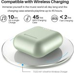 TOZO T6 True Wireless Earbuds Bluetooth 5.3 Headphones Touch Control with Wireless Charging Case IPX8 Waterproof Stereo Earphones in-Ear Built-in Mic Headset Premium Deep Bass Green
