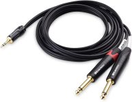 Cable Matters 3.5mm TRS to Dual 6.35mm TS Breakout Cable 6 ft, 1/8 to 1/4 Stereo Cable, Y Splitter 3.5mm to 1/4 Cable, 1/4 to 1/8 Audio Cable – 6 Feet